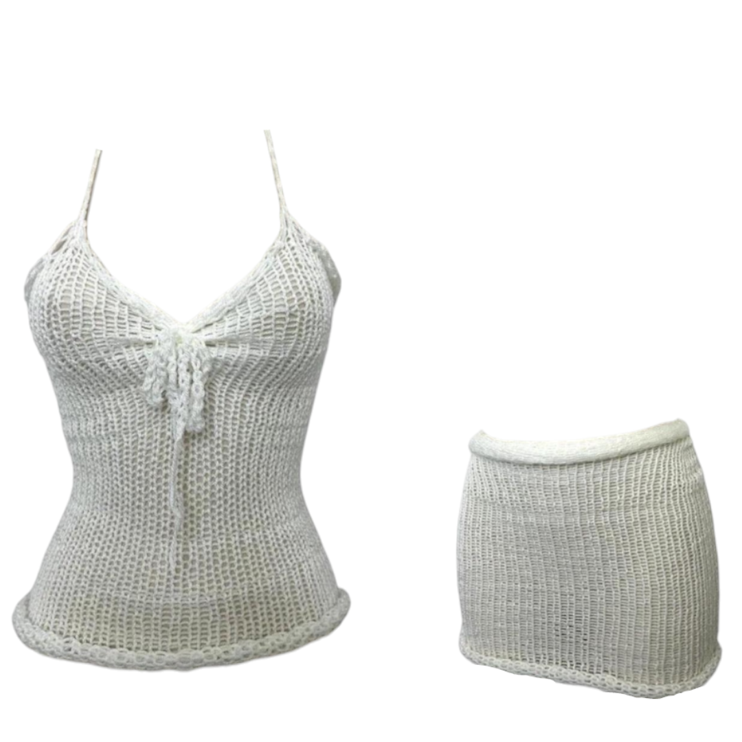 Middle tie asymmetrical KNITT-TOPS AND Mini sets.