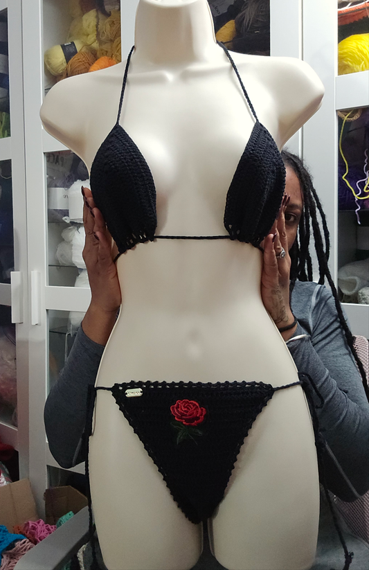 crochet black rose bikini sets *clearances *