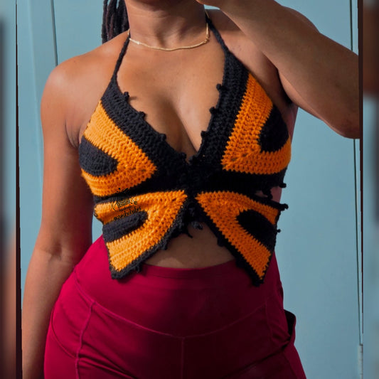 Halloween crochet butterfly top #2