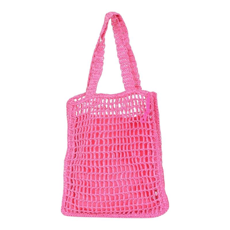 Pink Crochet Summer Handbag Bag  Casual underarm beach bag  10 ×12 inch