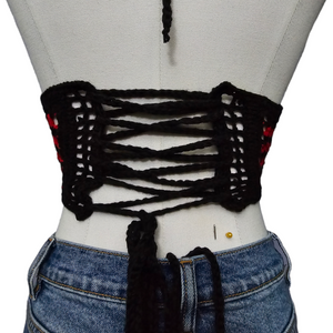 Black and white  Corsets back adjustable straps crochet top