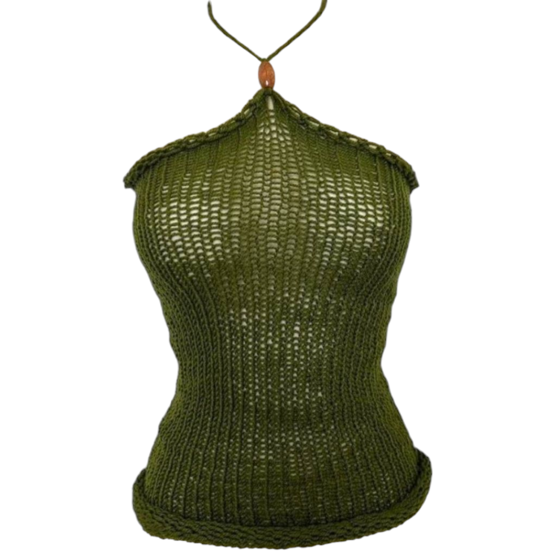 Olive green knitt summer top