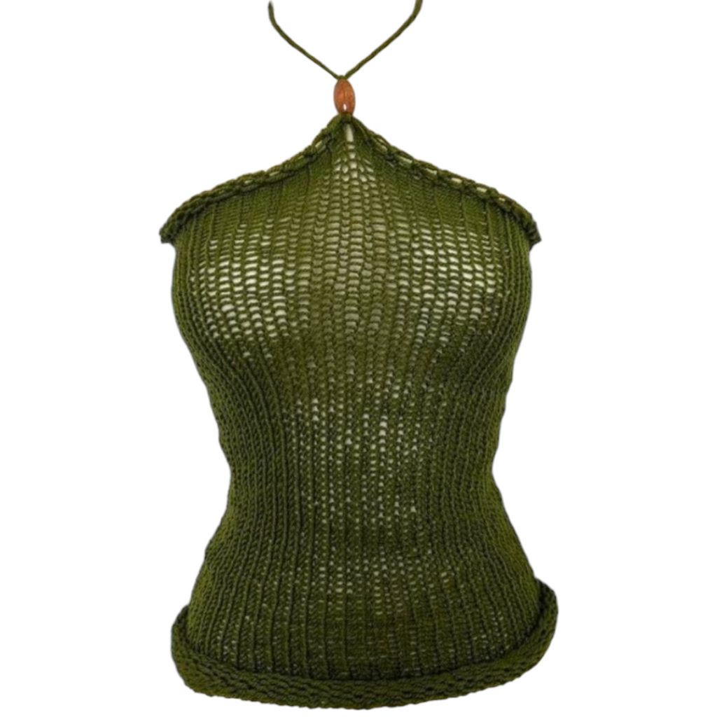 Olive green Hand knitt summer top