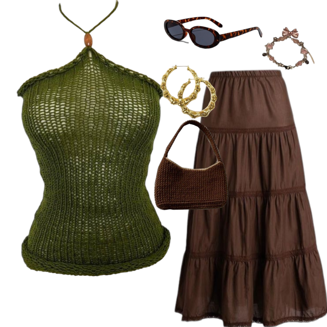 Olive green knitt summer top