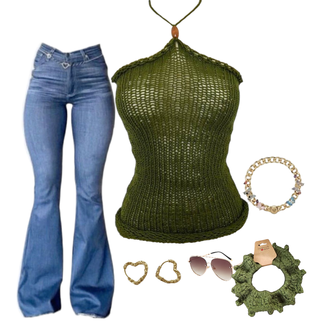 Olive green knitt summer top