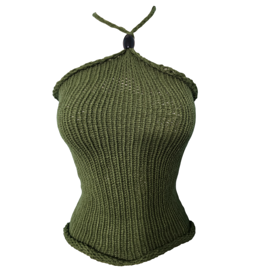 Olive green knitt summer top