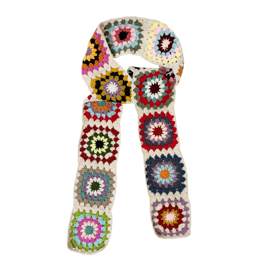 Handmade Knit Colorful Granny Square Crochet Scarf Neck Warp Women Lady (Multi Random)