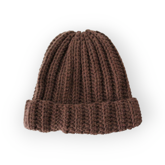 Brown Ribbed Beanie, Unisex