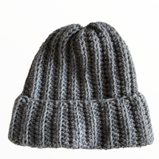 Gray Ribbed Beanie, Unisex