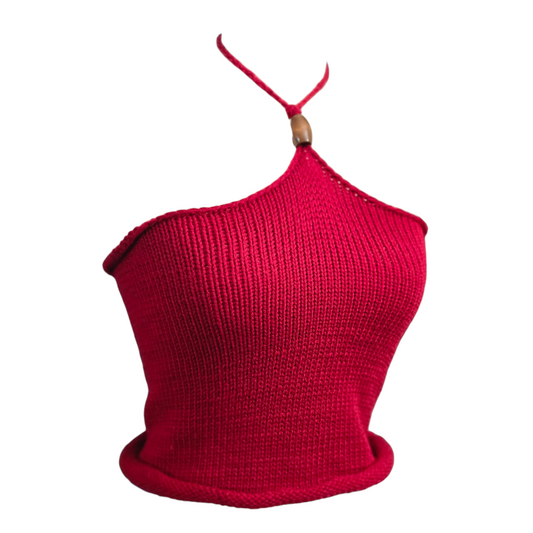 Red Wine hand knitt summer top