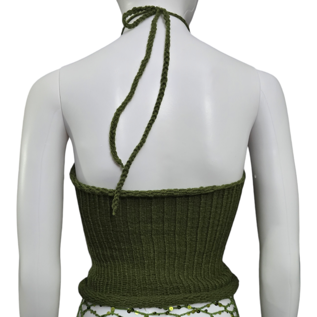 Olive green knitt summer top