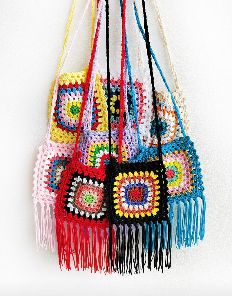 Multicolored Purse bag crochet bag women handbag cute ladies bag vintage bag beach bag. Shoulder vintagebag