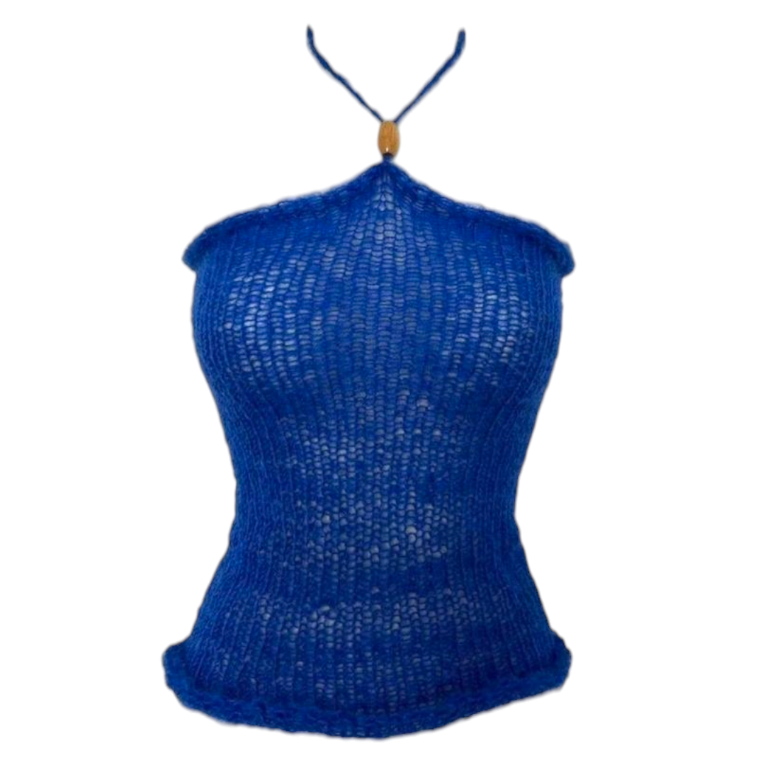 Blue hand knitt summer top