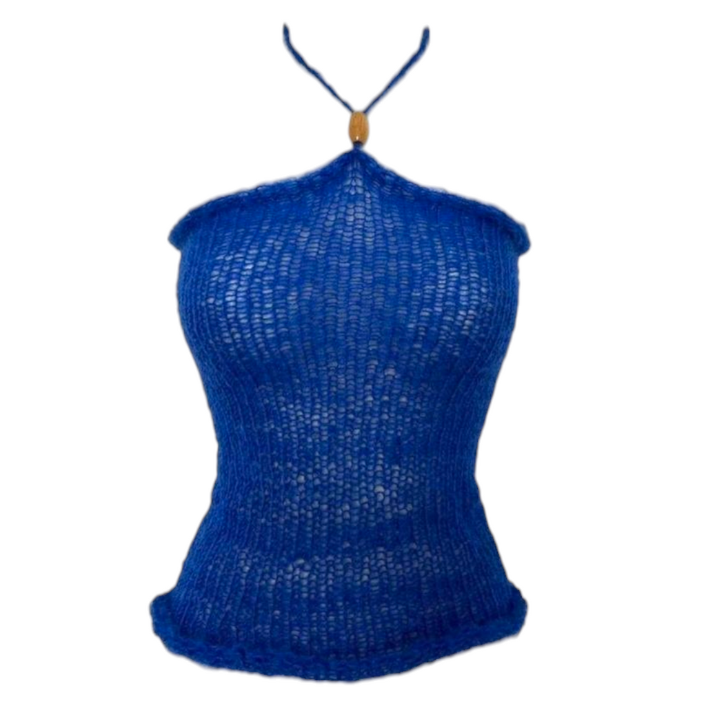 Blue hand knitt summer top
