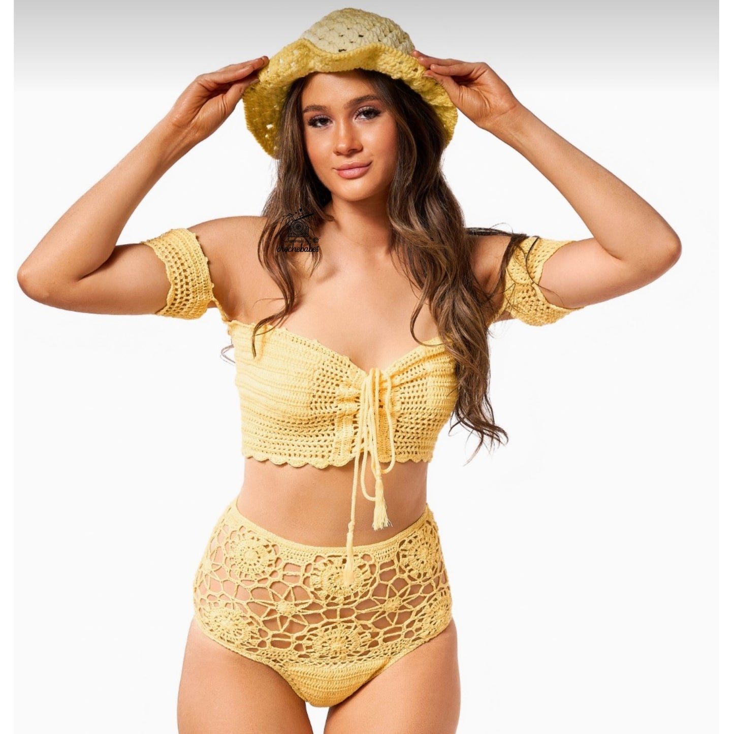 3 pieces set beachwear wear with bucket hat