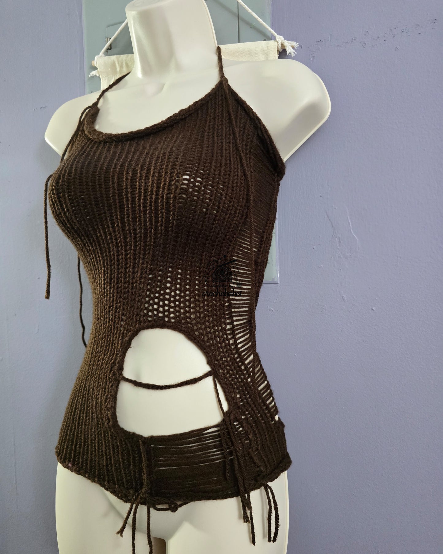 Lacy Distressed Handmade Knit mesh Asymmetrical supper distress