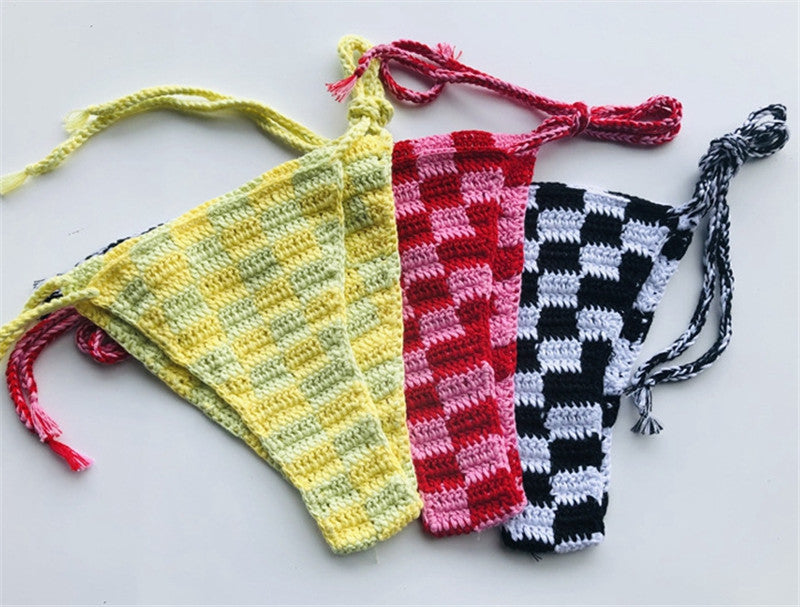 Yellow Checkered Crochet Bikini Beachwear .summer outfits, crochet bikini sets . Resortwear offshoulder / bikini sets/boho bikini