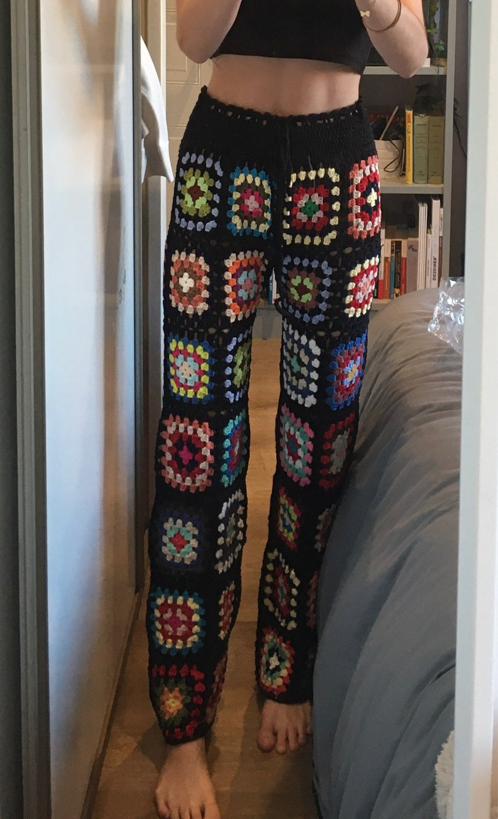 Granny square pants  2 pieces Crochet top and pants woman clothing crochet crop top