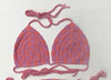 Pink checkered crochet bikini top