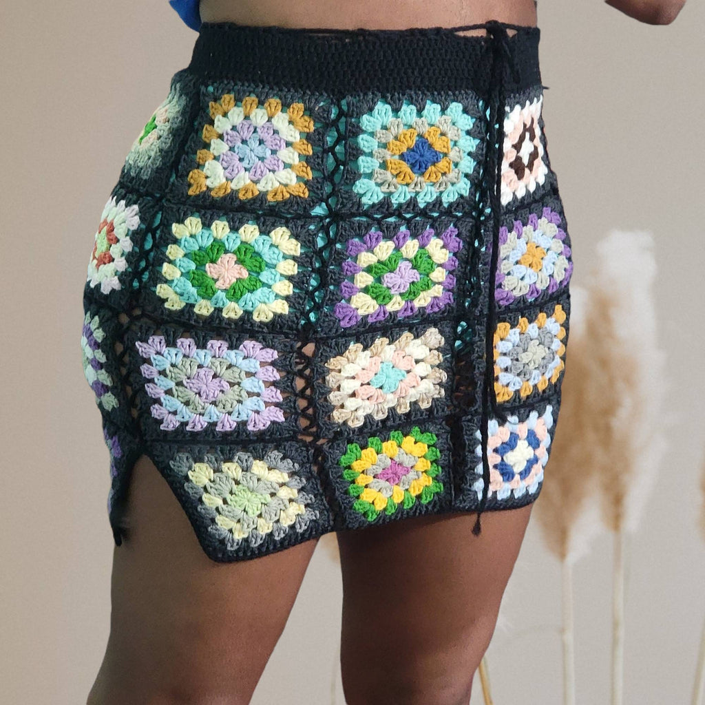 Crochet mini skirts Y2k (mini skirt) mini beachskirt granny square vintage mini skirts