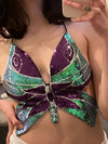 Y2K Butterfly Sequin Top,purple Summer Top,festival top, Sexy Sequin bralette
